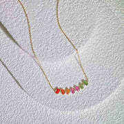 Natural Multi-colored Sapphire Diamond Necklace D2.50ct d0.12ct. 18K